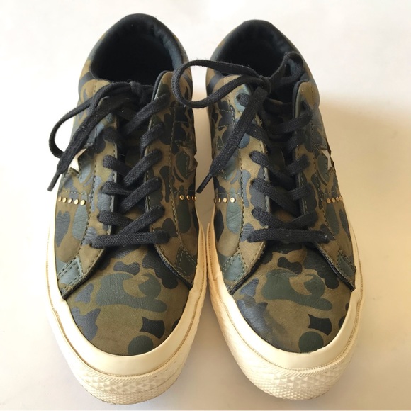 Converse All Star Chuck Taylor Camo Leather Unisex Sneakers Men’s 5 Women’s 7 - Picture 4 of 13